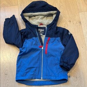 Oshkosh fleece lined jacket in Blue and Navy with Red Accents, 4t